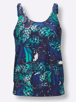 Tankini-Oberteil mit Schmetterling-Druck