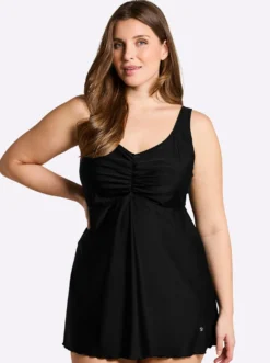 Tankini-Oberteil mit V-Ausschnitt und Raffung