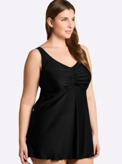 Tankini-Oberteil mit V-Ausschnitt und Raffung