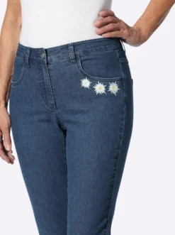 Trachtenjeans mit Edelweiß-Stickerei
