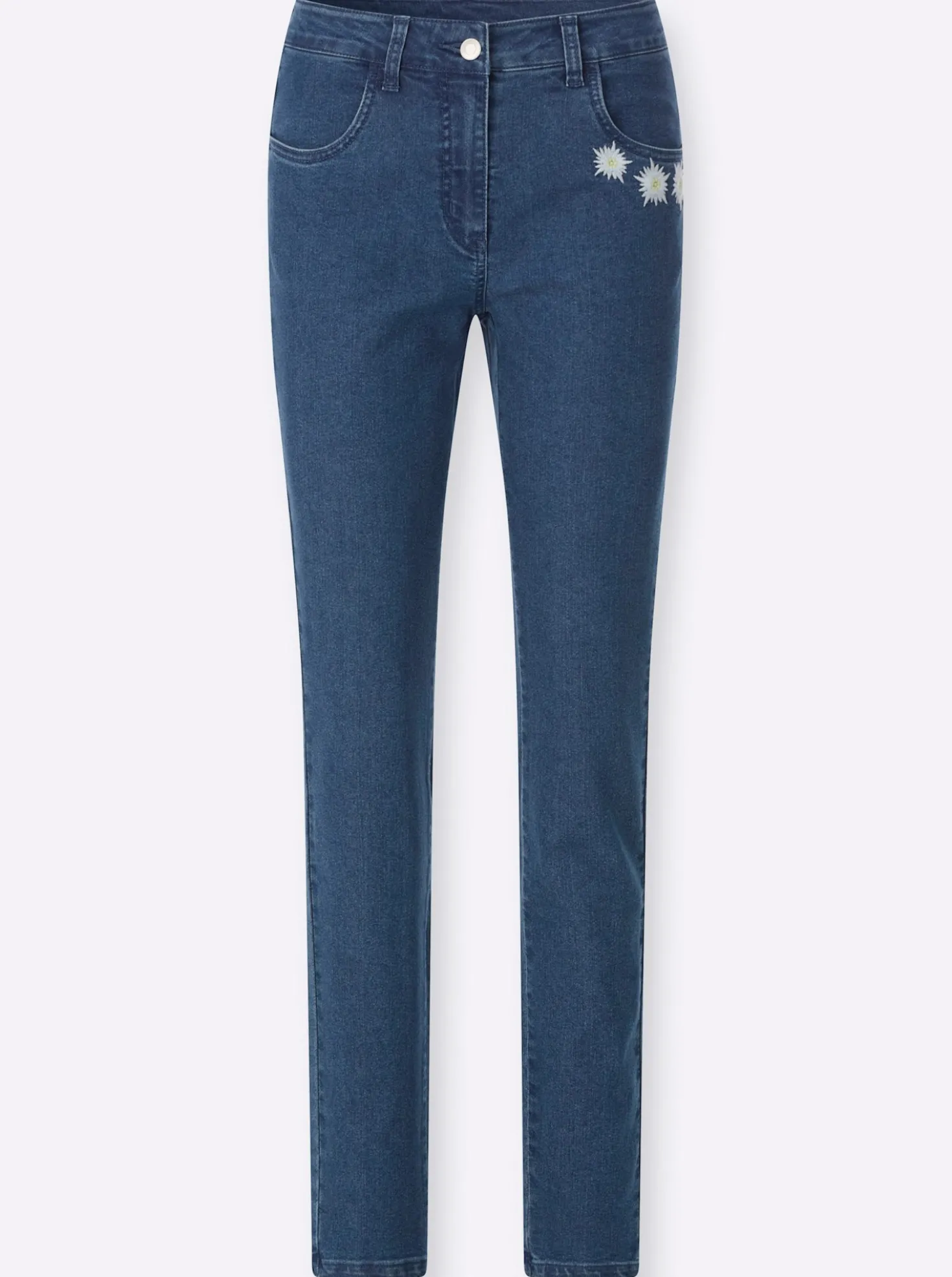 Trachtenjeans mit Edelweiß-Stickerei