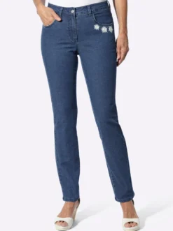 Trachtenjeans mit Edelweiß-Stickerei