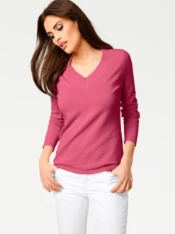 V-Ausschnitt-Pullover aus reiner Baumwolle
