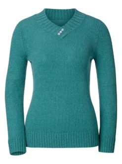 V-Ausschnitt-Pullover in Bouclé-Qualität
