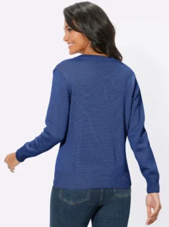 V-Ausschnitt-Pullover mit Baumwolle