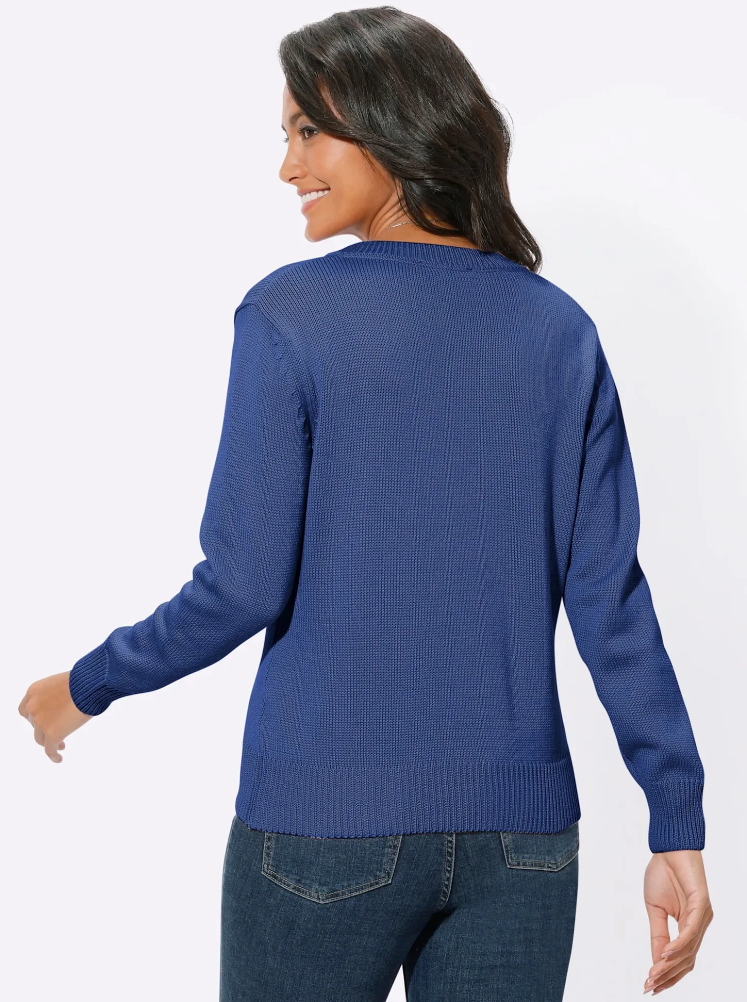 V-Ausschnitt-Pullover mit Baumwolle