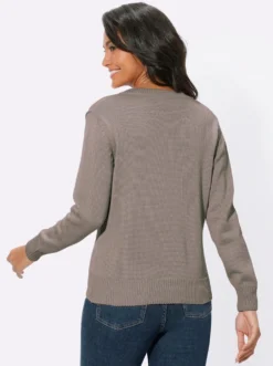 V-Ausschnitt-Pullover mit Baumwolle
