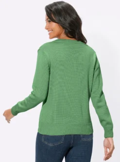 V-Ausschnitt-Pullover mit Baumwolle