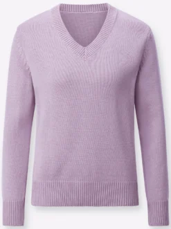 V-Ausschnitt-Pullover mit Baumwolle