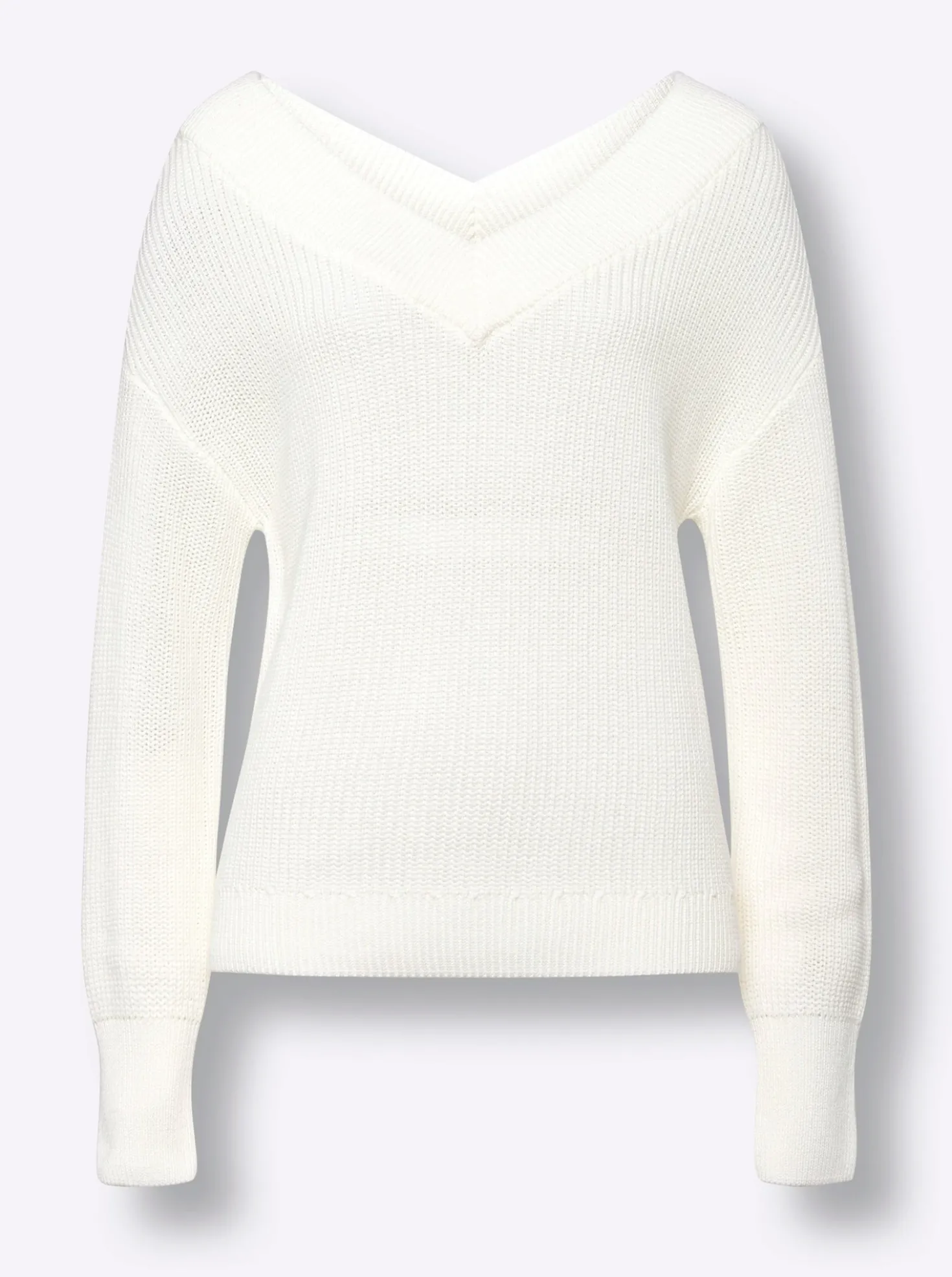 V-Ausschnitt-Pullover mit überschnittener Schulter