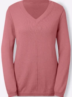 V-Ausschnitt-Pullover mit Biesen vorne