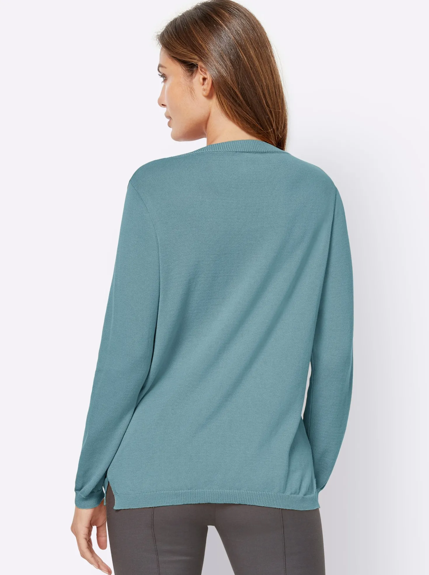 V-Ausschnitt-Pullover mit Biesen vorne
