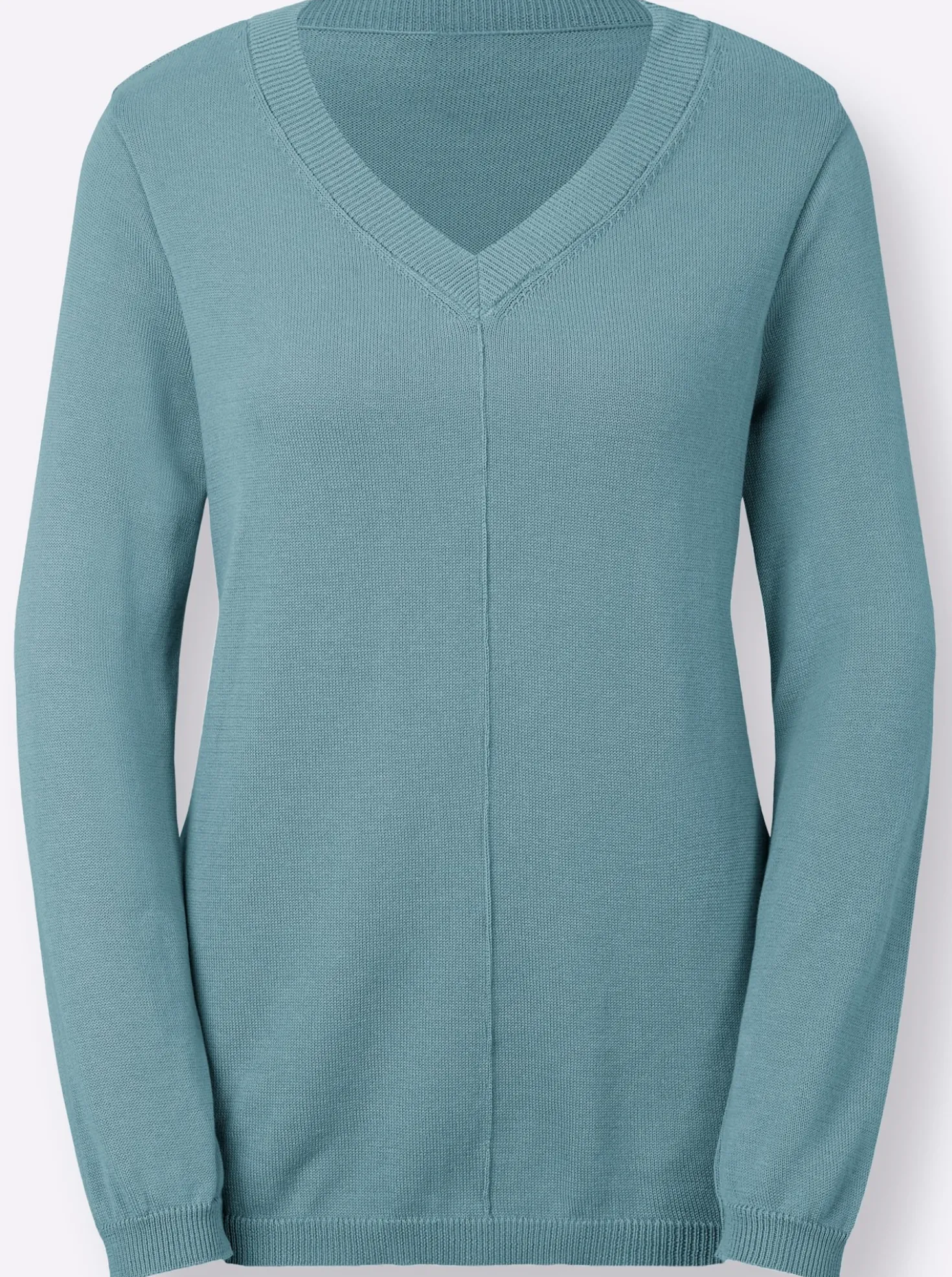 V-Ausschnitt-Pullover mit Biesen vorne