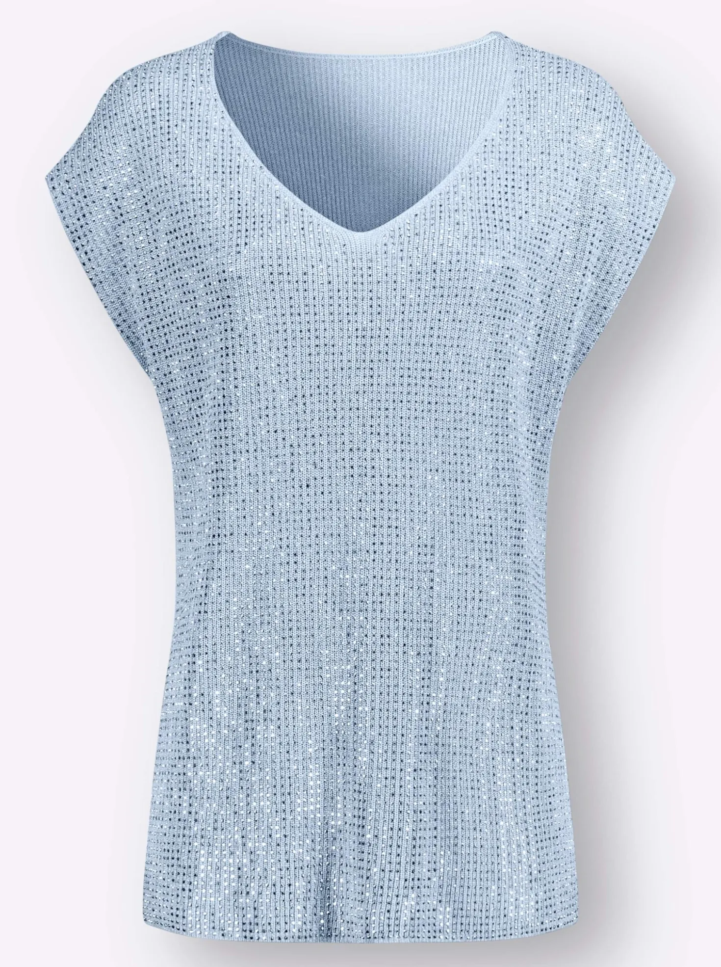 V-Ausschnitt-Pullover mit Glitzersteinchen