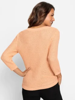V-Ausschnitt-Pullover mit 3/4-Ärmeln
