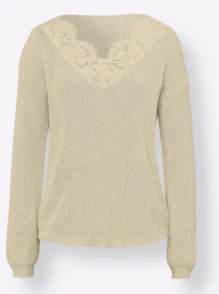 V-Ausschnitt-Pullover mit Spitze