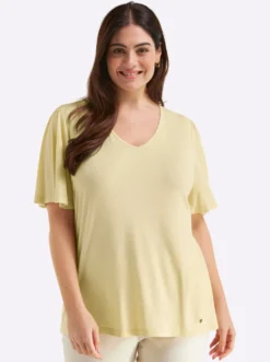 V-Shirt mit Flügelärmeln und Bindeband im Nacken