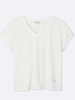 V-Shirt mit Strass-Detail