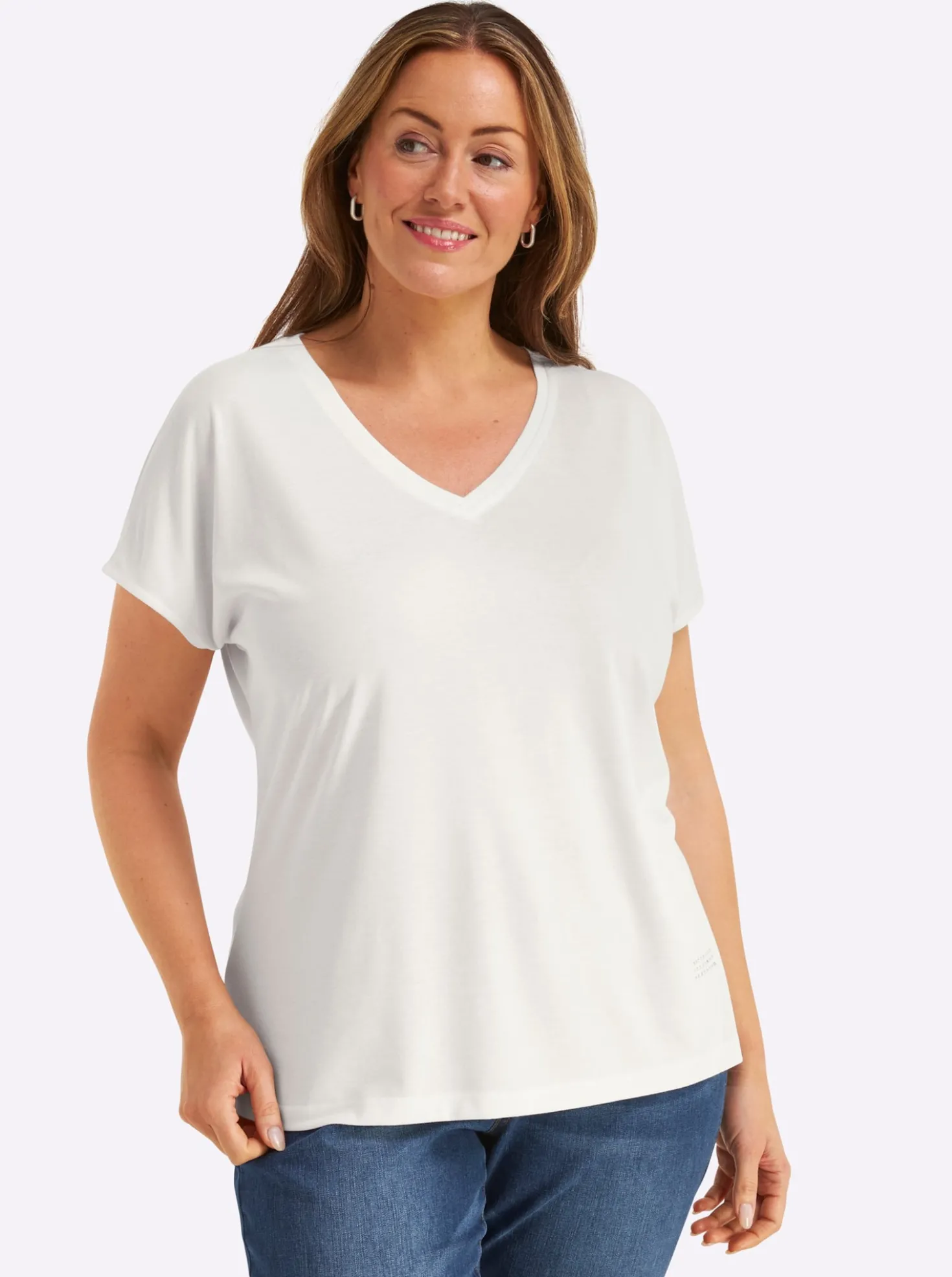 V-Shirt mit Strass-Detail