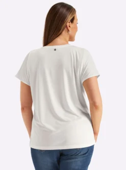 V-Shirt mit Strass-Detail