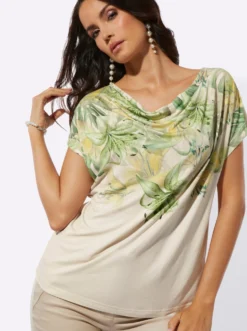 Wasserfallshirt mit platziertem Druckmuster