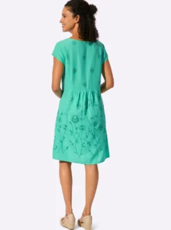 Webkleid in Viskose-Leinen-Mischung