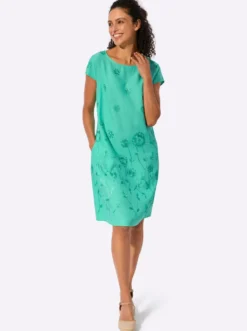 Webkleid in Viskose-Leinen-Mischung