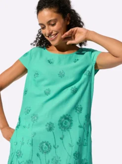 Webkleid in Viskose-Leinen-Mischung