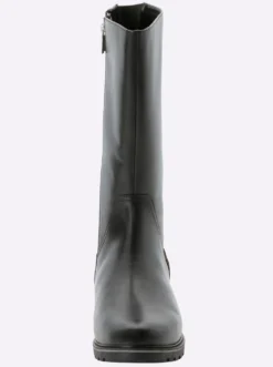 Weitschaftstiefel aus Rinds- und Veloursleder