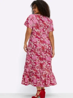Wickelkleid mit Volant am Saum