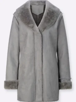 Winterjacke in Lammfell-Optik