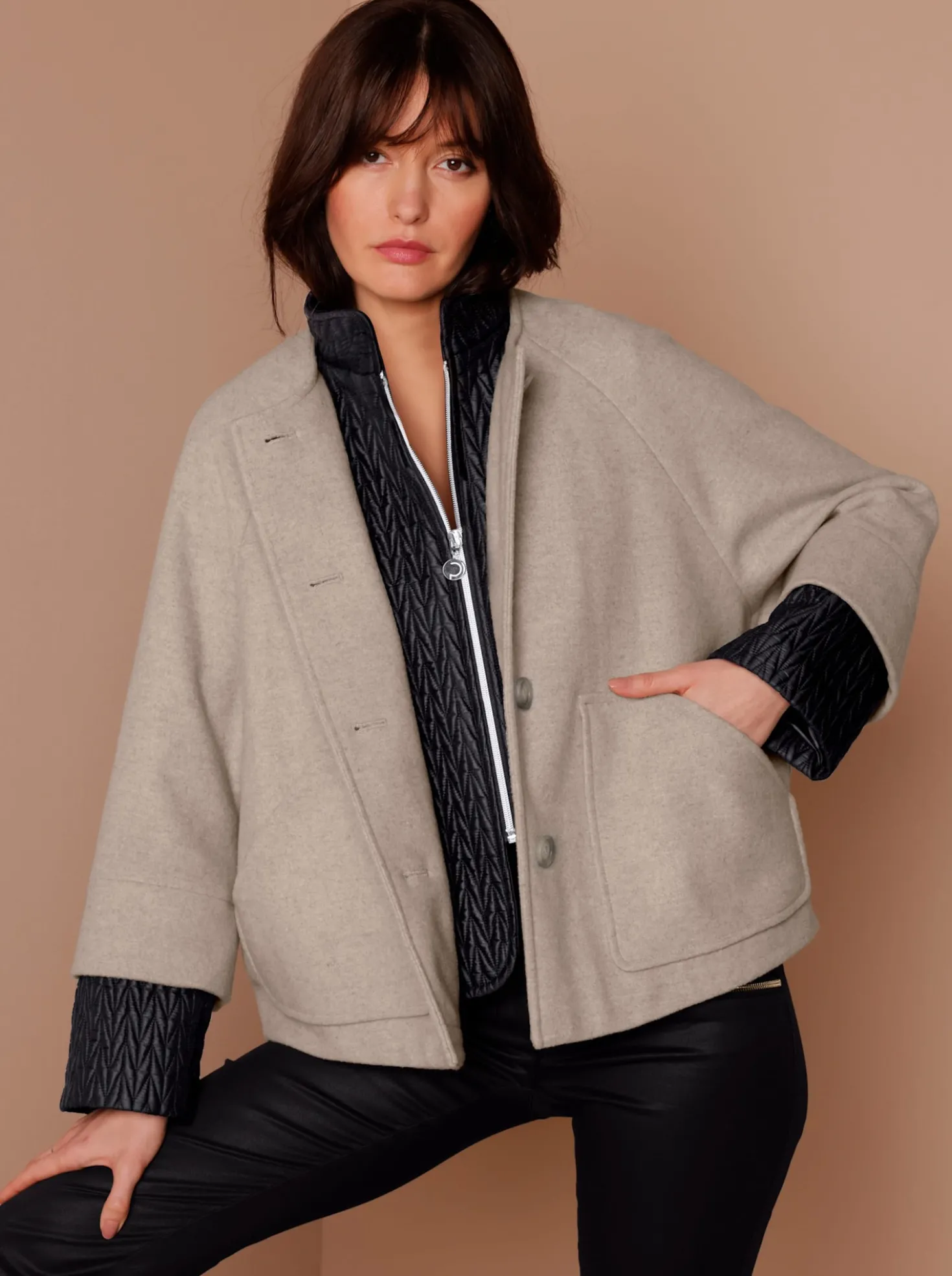 Wolljacke in 2-in-1-Optik